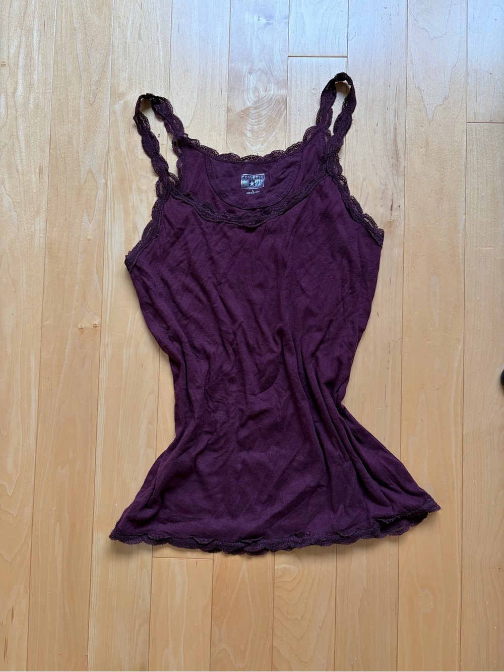 Lace-Trim Tank Top in Deep Plum - Women
